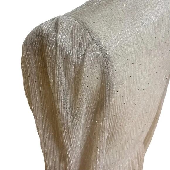 Sabina Musayev Liya Revolve Gold Sparkly Sheer V Neck Blouse Top Size Medium - Picture 8 of 11